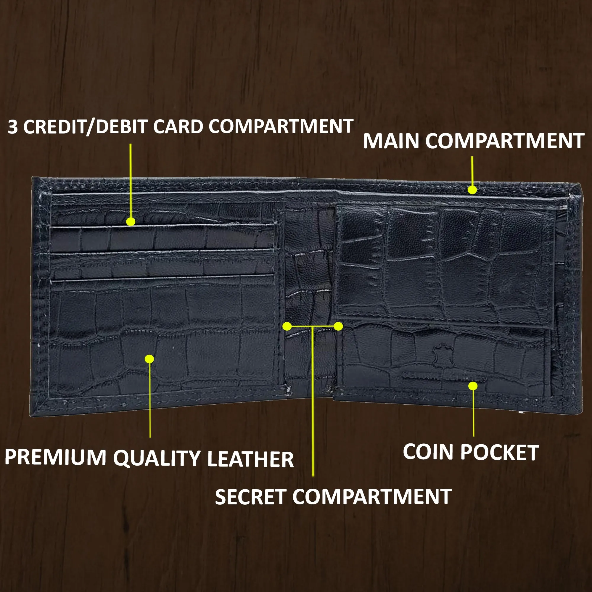 Teakwood Unisex Genuine Leather Blue Bi Fold RFID Solid Wallet