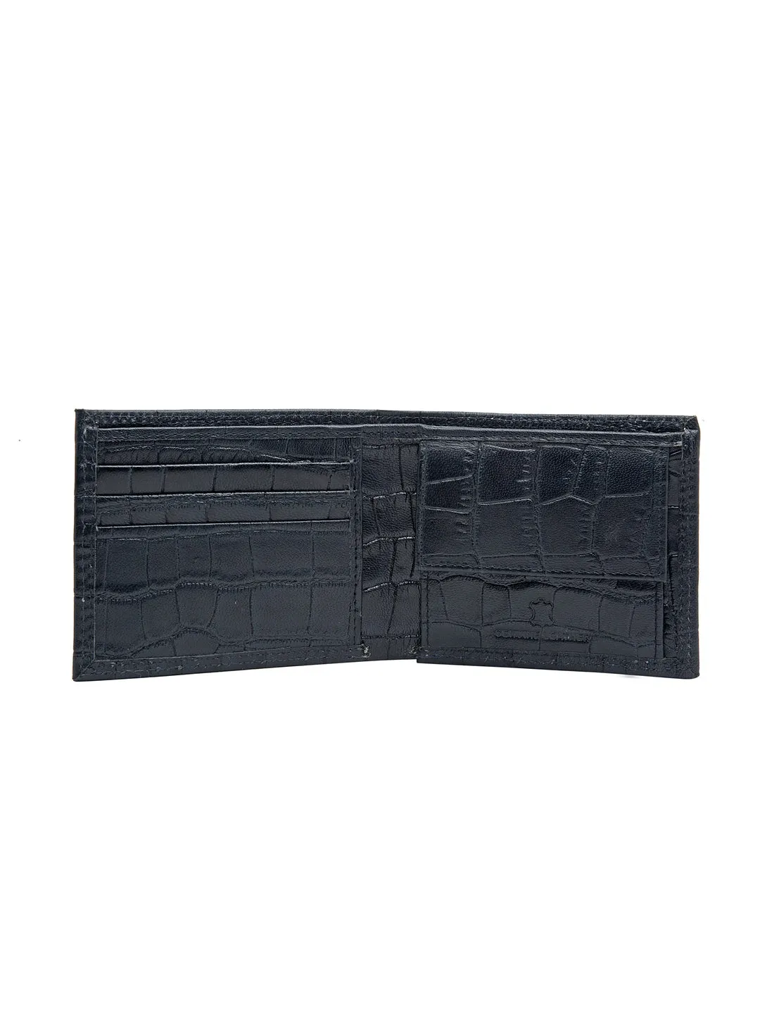 Teakwood Unisex Genuine Leather Blue Bi Fold RFID Solid Wallet