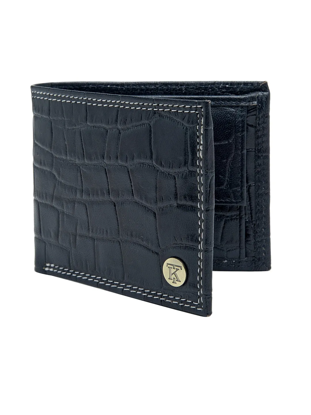 Teakwood Unisex Genuine Leather Blue Bi Fold RFID Solid Wallet