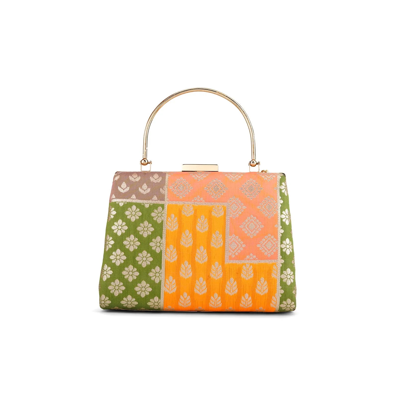 Teejh Parulatha Banarasi Print Applique Clutch