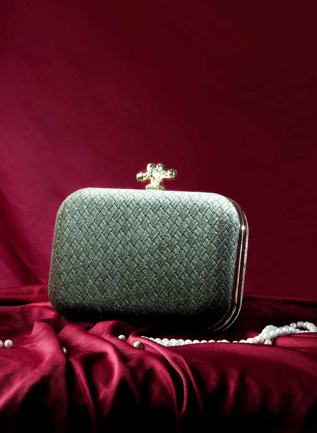 Textured Velvet Box Clutch