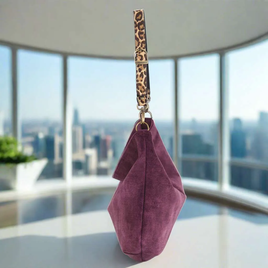 The Aubergine Velvet Hobo Bag