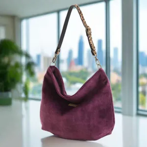 The Aubergine Velvet Hobo Bag