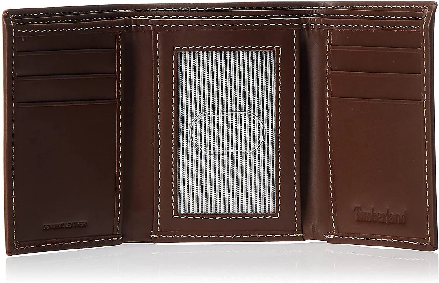 Timberland Men's Leather Trifold Wallet with ID Window Brown D77221/01