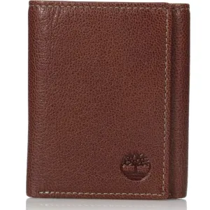 Timberland Men's Leather Trifold Wallet with Id Window Brown D97018
