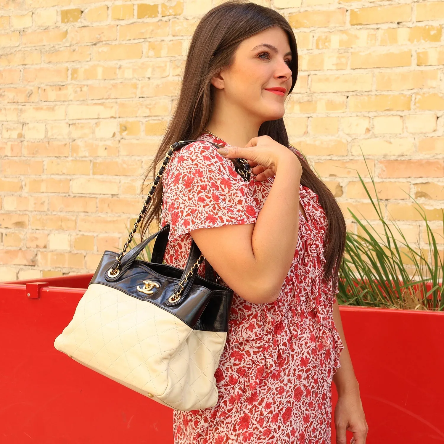 Top Handle Quilted Leather Shoulder Bag