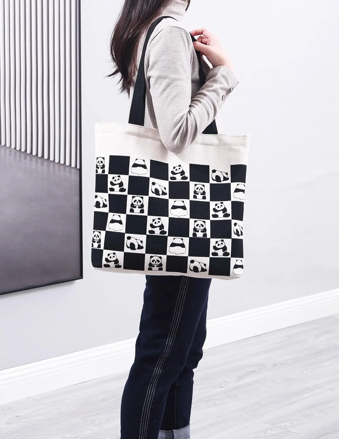 Tote Bag Aesthetic Canvas Handbags with Zipper for Women Travel Shoulder Bags Purses with compartments