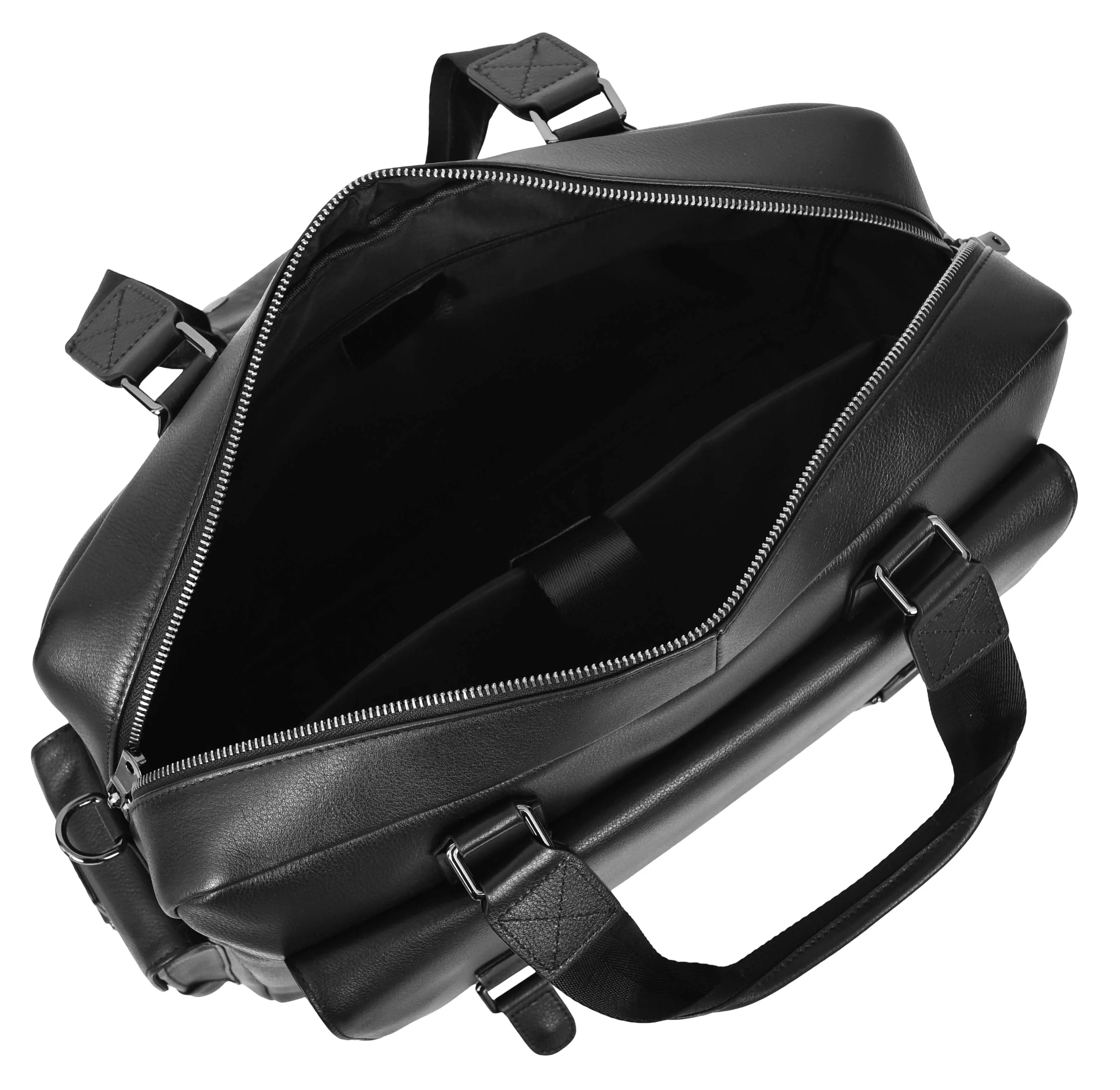Trekaway Leather Holdall Mid-Size Travel Duffel Bag Black 