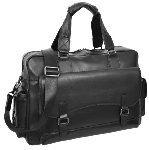 Trekaway Leather Holdall Mid-Size Travel Duffel Bag Black 
