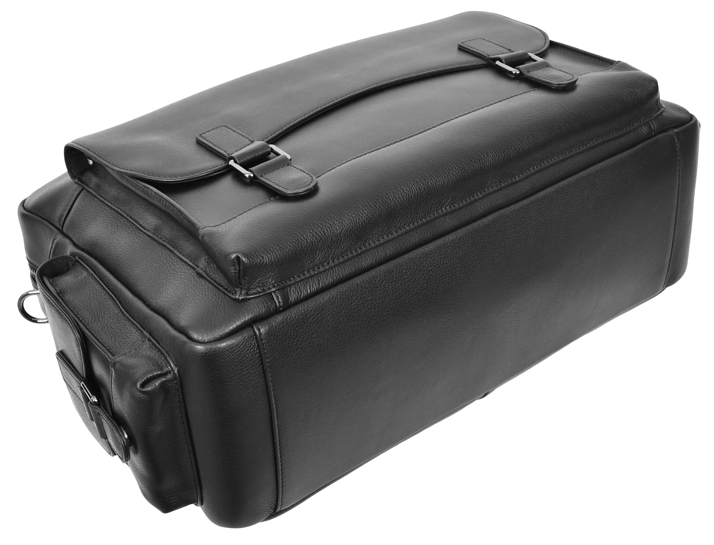 Trekaway Leather Holdall Mid-Size Travel Duffel Bag Black 