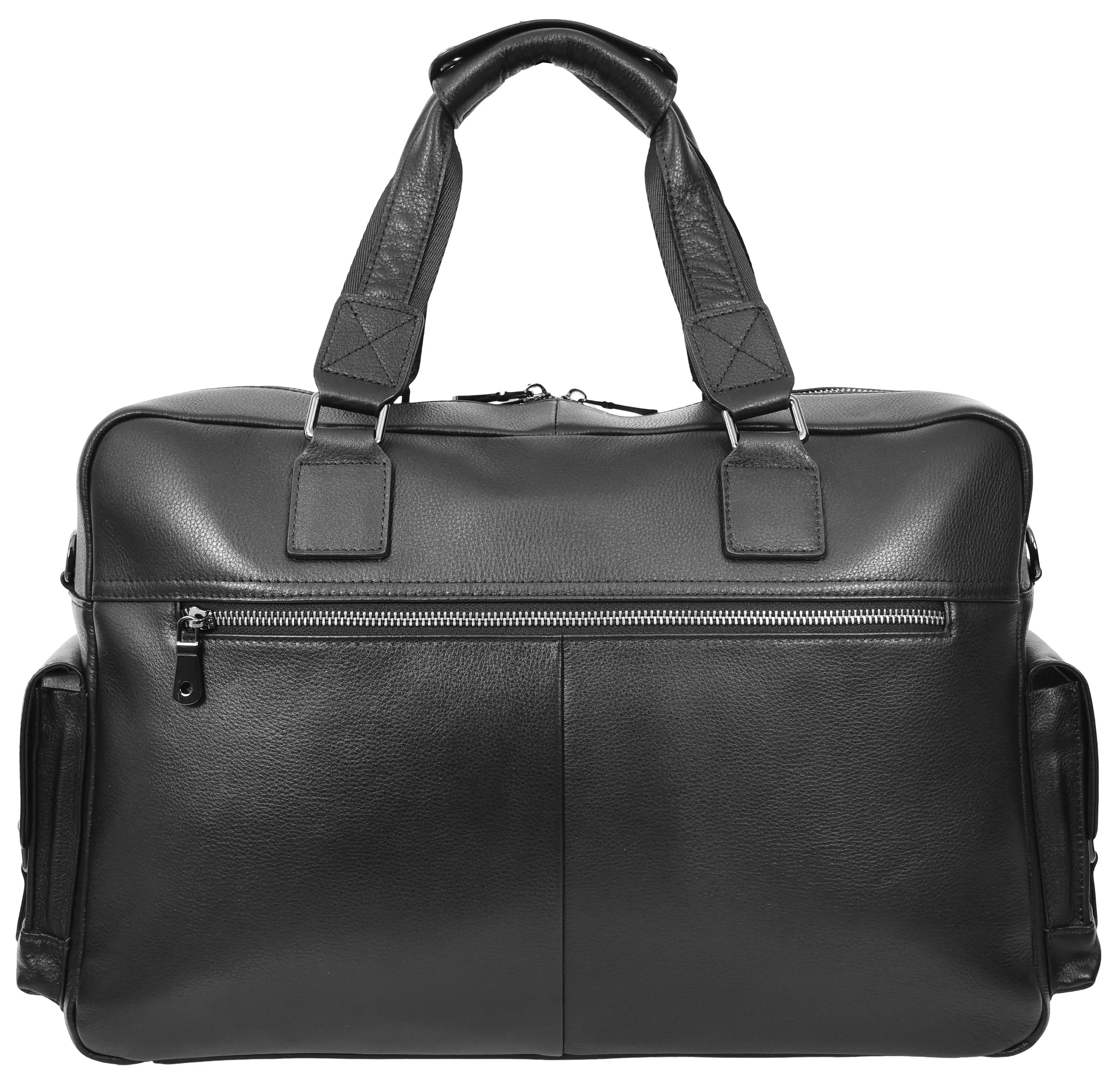 Trekaway Leather Holdall Mid-Size Travel Duffel Bag Black 