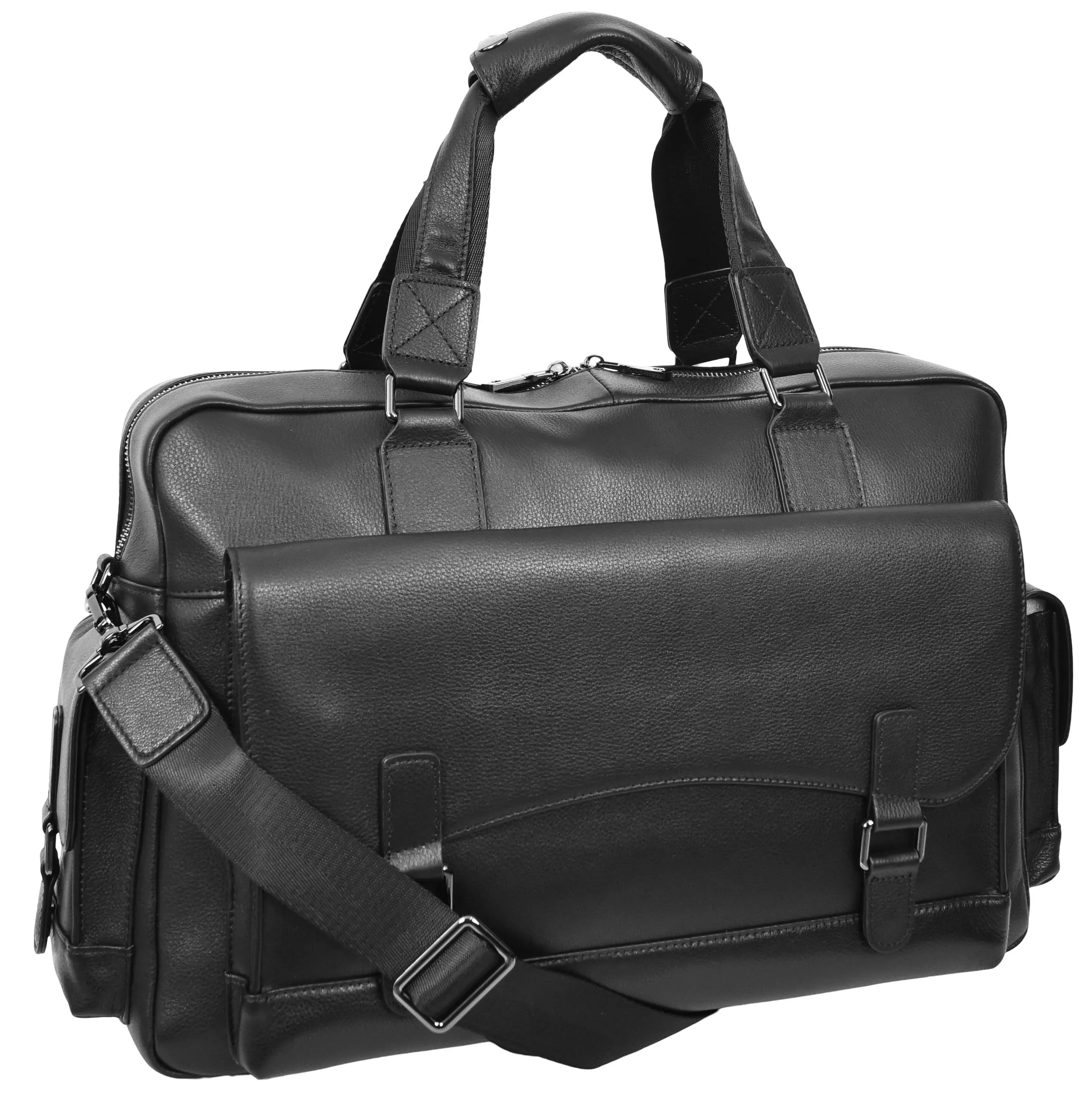 Trekaway Leather Holdall Mid-Size Travel Duffel Bag Black 