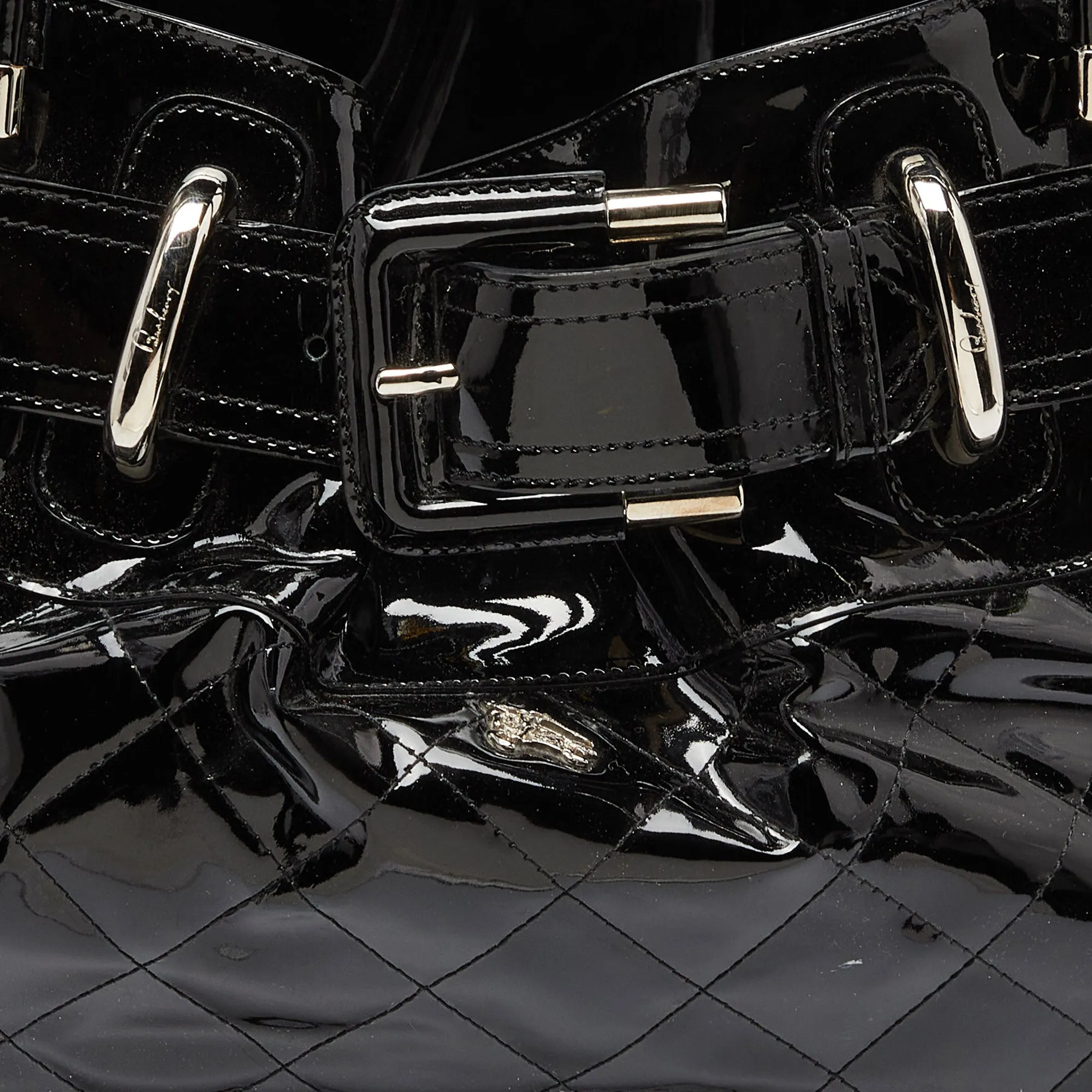 Trendy Inspired Burberry Black Quilted Patent Leather Large Beaton Tote