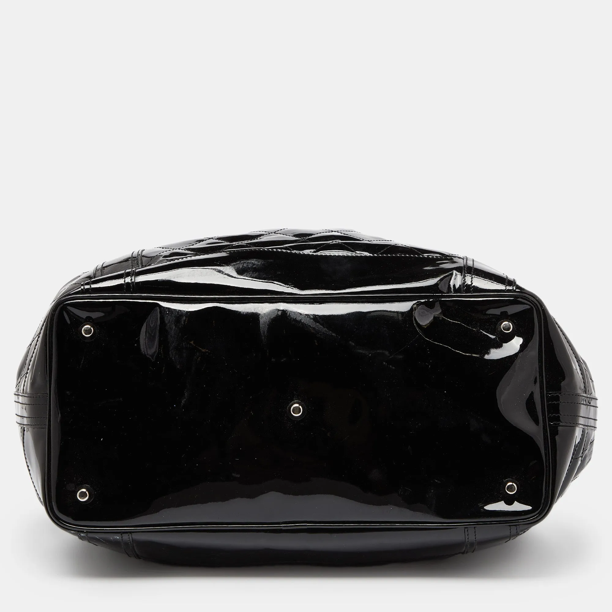 Trendy Inspired Burberry Black Quilted Patent Leather Large Beaton Tote