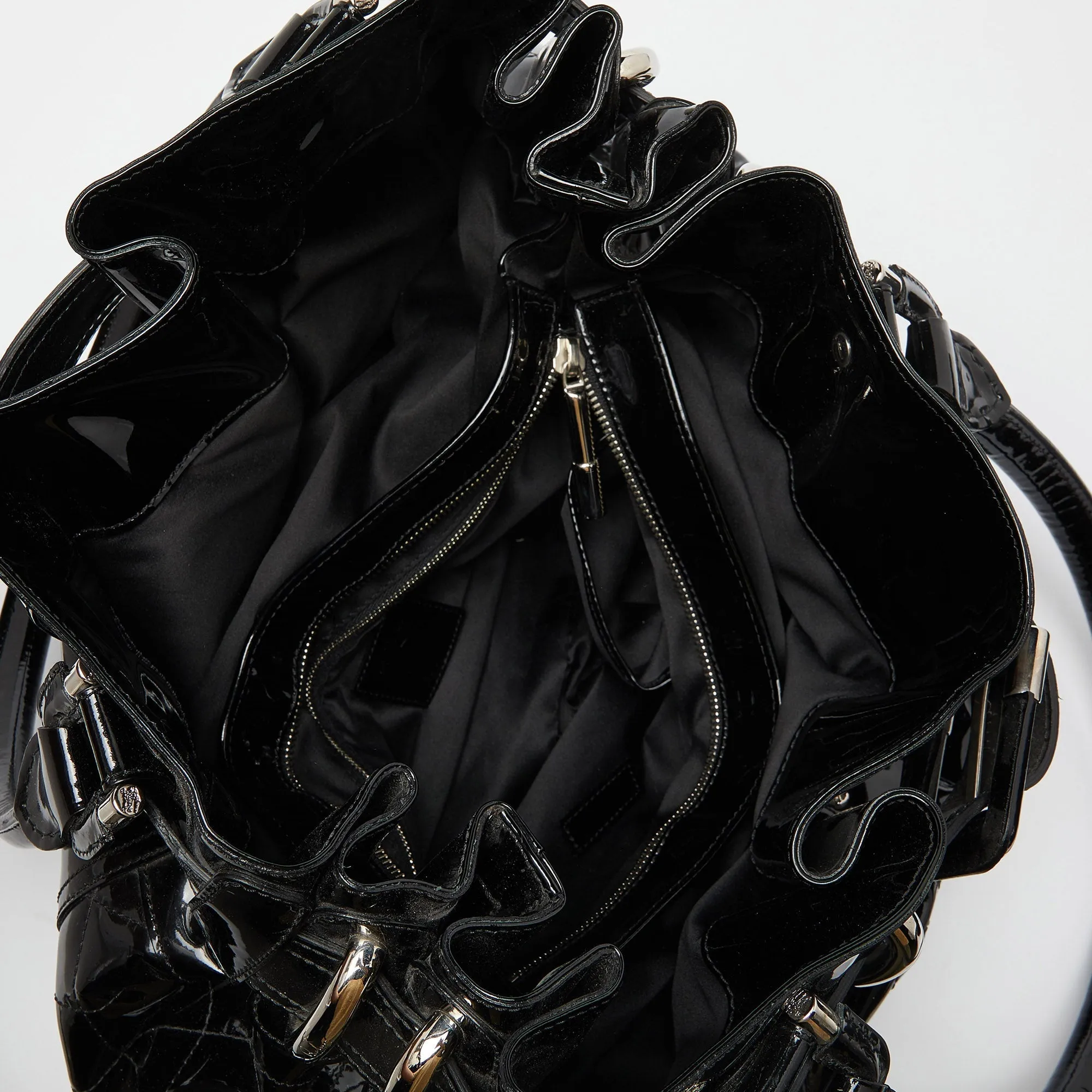 Trendy Inspired Burberry Black Quilted Patent Leather Large Beaton Tote