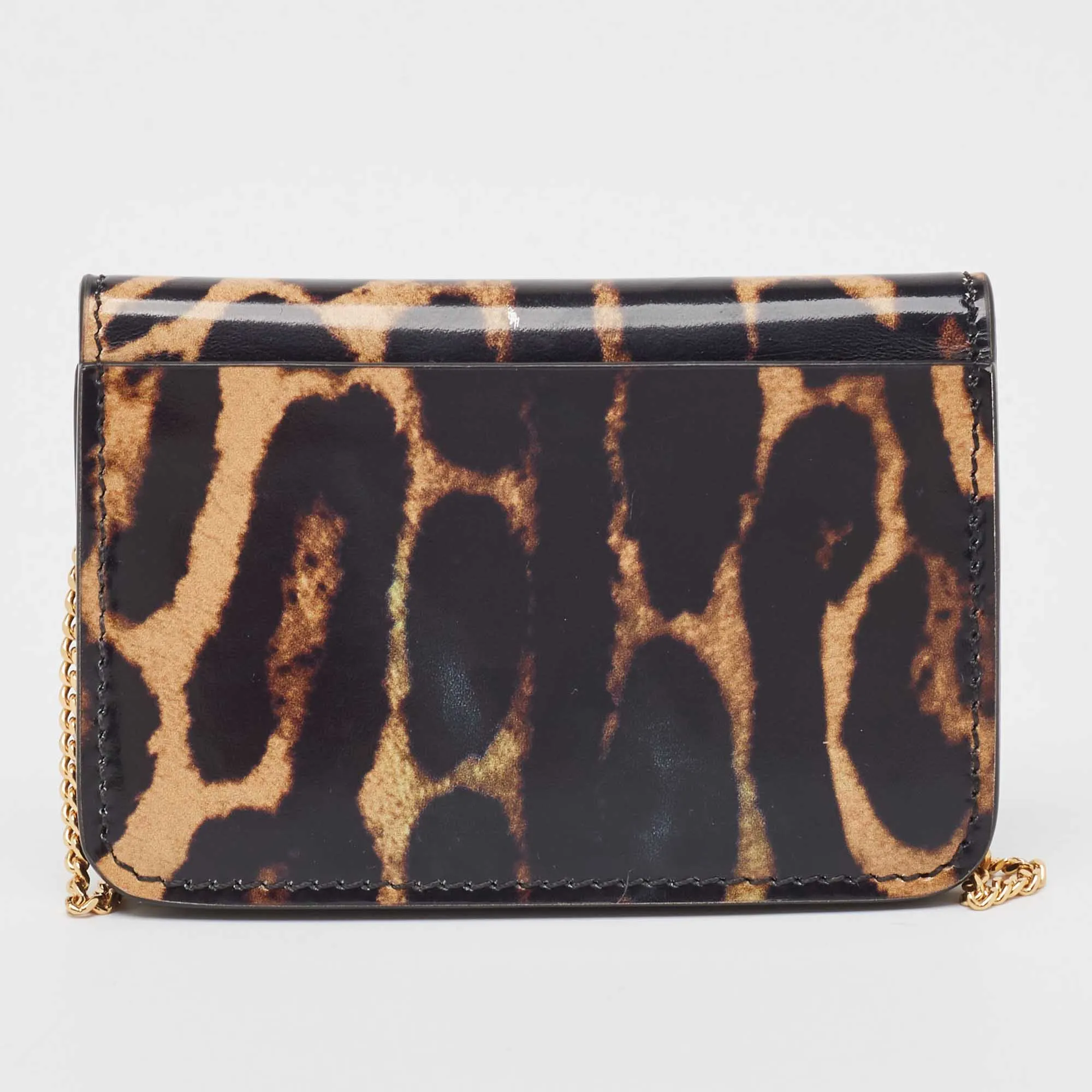 Trendy Inspired Burberry Black/brown Leopard Print Leather Jody Chain Card Case