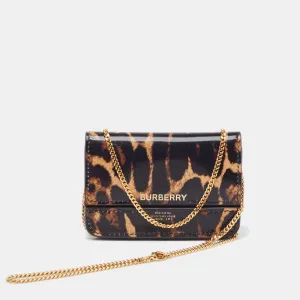 Trendy Inspired Burberry Black/brown Leopard Print Leather Jody Chain Card Case