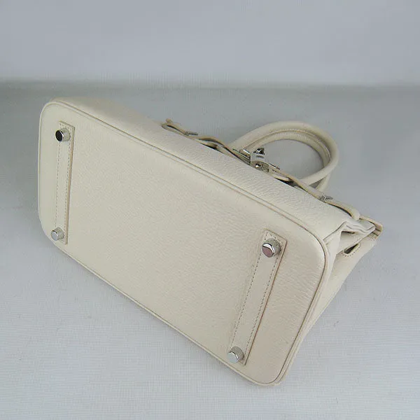 Trendy Inspired Hermes Birkin 30cm Togo Leather Handbags Beige Silver