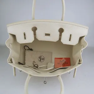 Trendy Inspired Hermes Birkin 30cm Togo Leather Handbags Beige Silver