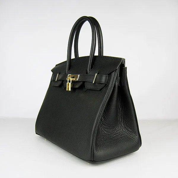 Trendy Inspired Hermes Birkin 30cm Togo Leather Handbags Black Golden