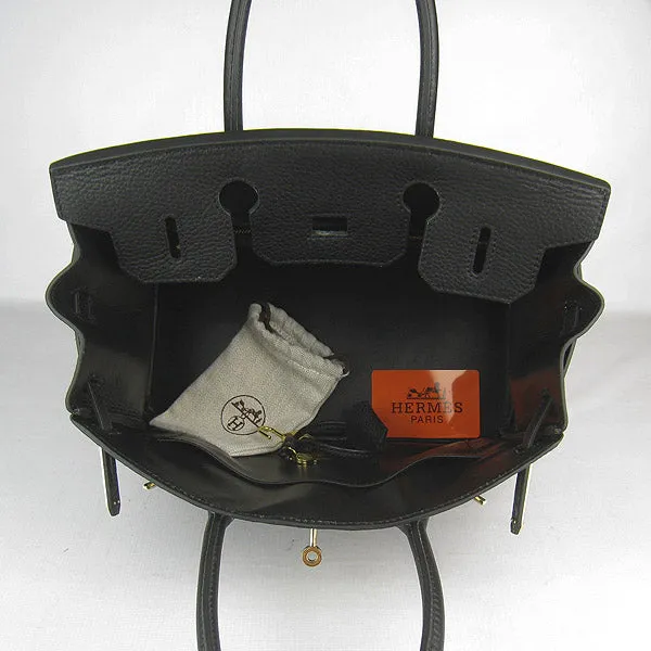 Trendy Inspired Hermes Birkin 30cm Togo Leather Handbags Black Golden