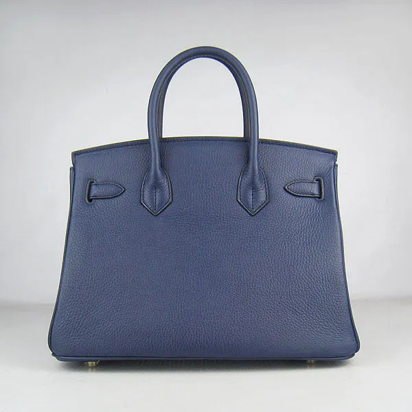 Trendy Inspired Hermes Birkin 30cm Togo Leather Handbags Dark Blue Golden