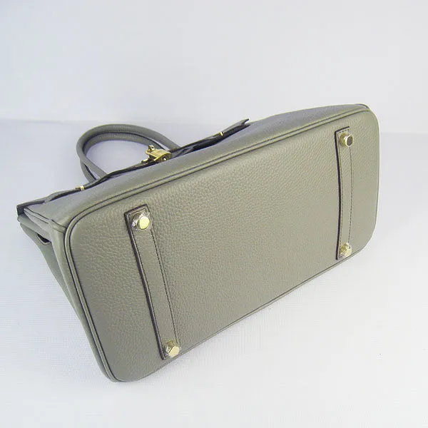 Trendy Inspired Hermes Birkin 30cm Togo Leather Handbags Dark Grey Golden