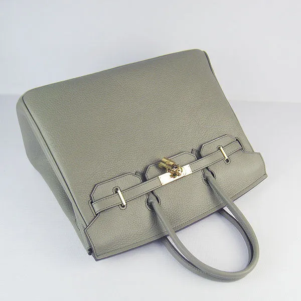 Trendy Inspired Hermes Birkin 30cm Togo Leather Handbags Dark Grey Golden