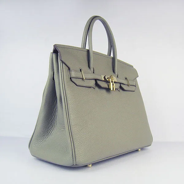 Trendy Inspired Hermes Birkin 30cm Togo Leather Handbags Dark Grey Golden