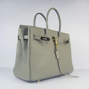 Trendy Inspired Hermes Birkin 30cm Togo Leather Handbags Dark Grey Golden