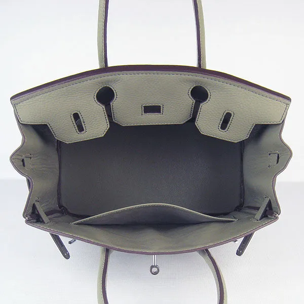 Trendy Inspired Hermes Birkin 30cm Togo Leather Handbags Dark Grey Silver