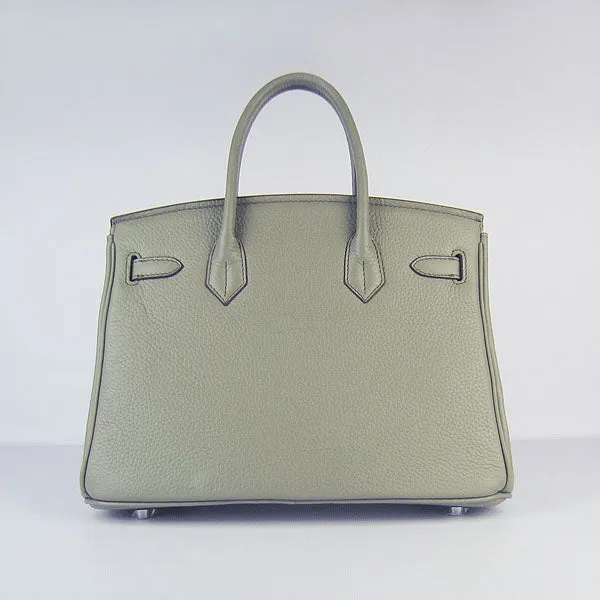 Trendy Inspired Hermes Birkin 30cm Togo Leather Handbags Dark Grey Silver