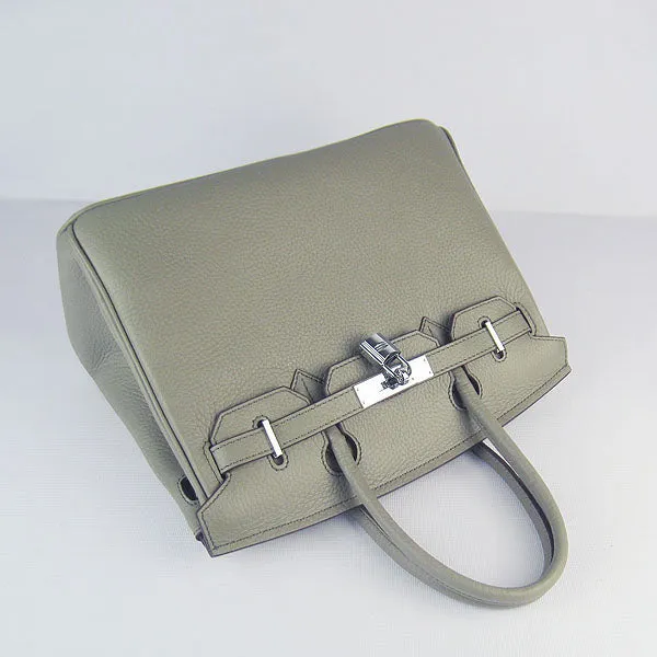 Trendy Inspired Hermes Birkin 30cm Togo Leather Handbags Dark Grey Silver