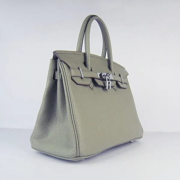Trendy Inspired Hermes Birkin 30cm Togo Leather Handbags Dark Grey Silver