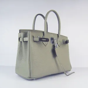 Trendy Inspired Hermes Birkin 30cm Togo Leather Handbags Dark Grey Silver