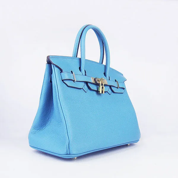 Trendy Inspired Hermes Birkin 30cm Togo Leather Handbags Light Blue Golden