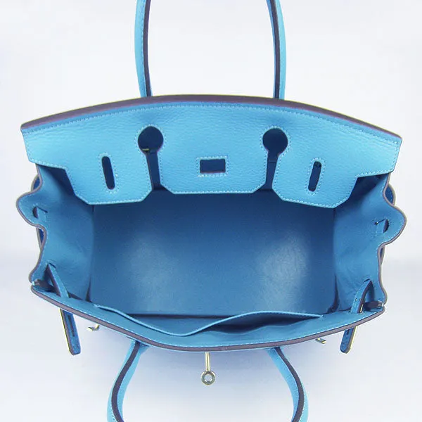 Trendy Inspired Hermes Birkin 30cm Togo Leather Handbags Light Blue Golden