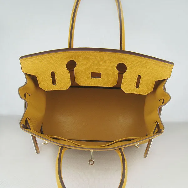 Trendy Inspired Hermes Birkin 30cm Togo Leather Handbags Yellow Golden