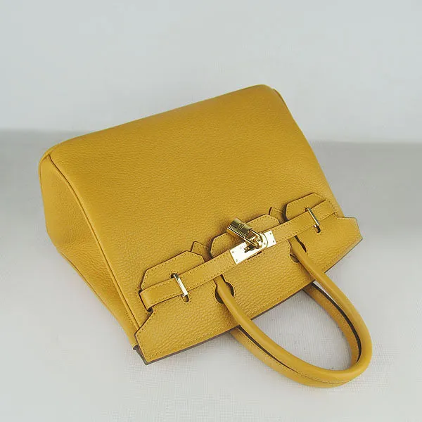 Trendy Inspired Hermes Birkin 30cm Togo Leather Handbags Yellow Golden