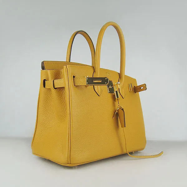 Trendy Inspired Hermes Birkin 30cm Togo Leather Handbags Yellow Golden