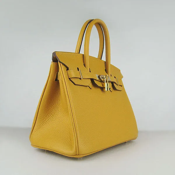 Trendy Inspired Hermes Birkin 30cm Togo Leather Handbags Yellow Golden