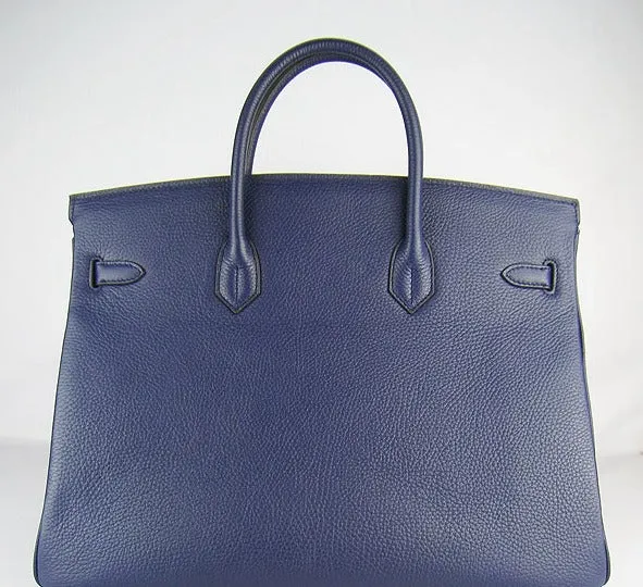 Trendy Inspired Hermes Birkin 35cm Togo Leather Handbags 6099 Dark Blue Golden