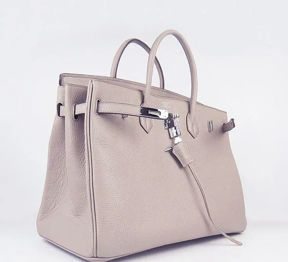 Trendy Inspired Hermes Birkin 35cm Togo Leather Handbags 6099 Grey Silver