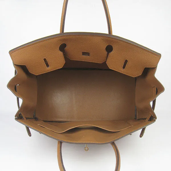 Trendy Inspired Hermes Birkin 35cm Togo Leather Handbags 6099 Light Coffee Golde
