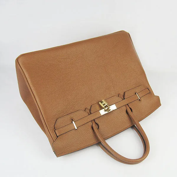 Trendy Inspired Hermes Birkin 35cm Togo Leather Handbags 6099 Light Coffee Golde