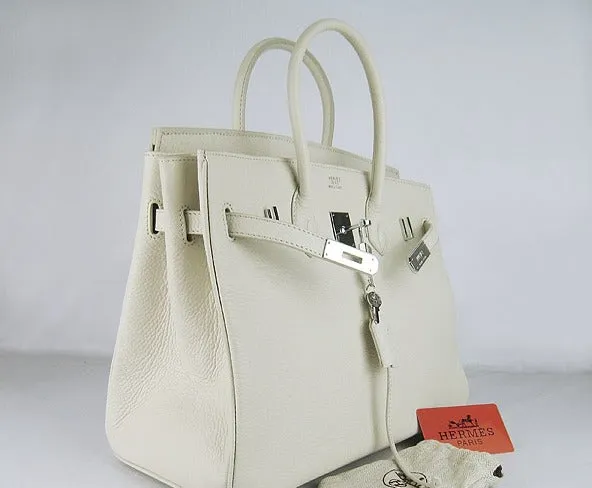 Trendy Inspired Hermes Birkin 35cm Togo Leather Handbags Beige Silver