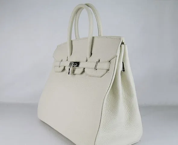 Trendy Inspired Hermes Birkin 35cm Togo Leather Handbags Beige Silver
