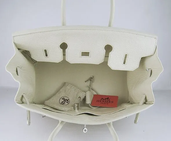 Trendy Inspired Hermes Birkin 35cm Togo Leather Handbags Beige Silver