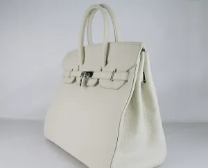 Trendy Inspired Hermes Birkin 35cm Togo Leather Handbags Beige Silver