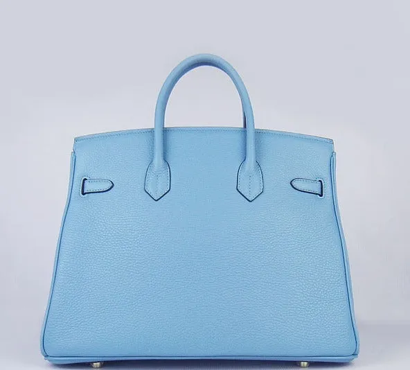 Trendy Inspired Hermes Birkin 35cm Togo Leather Handbags Light Blue Golden